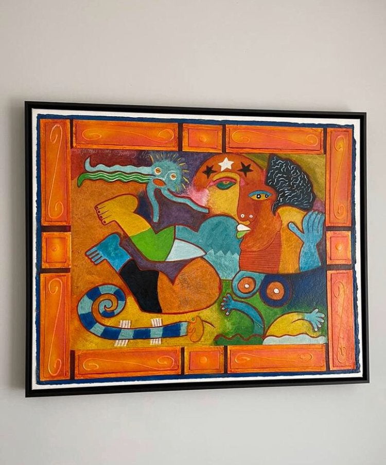 Briels Kunstwerk; Gemengde Techniek op doek; Ingelijst, Personages en Fantasiefiguren, Zeefdruk, Gelimiteerde oplage, Ophalen of Verzenden