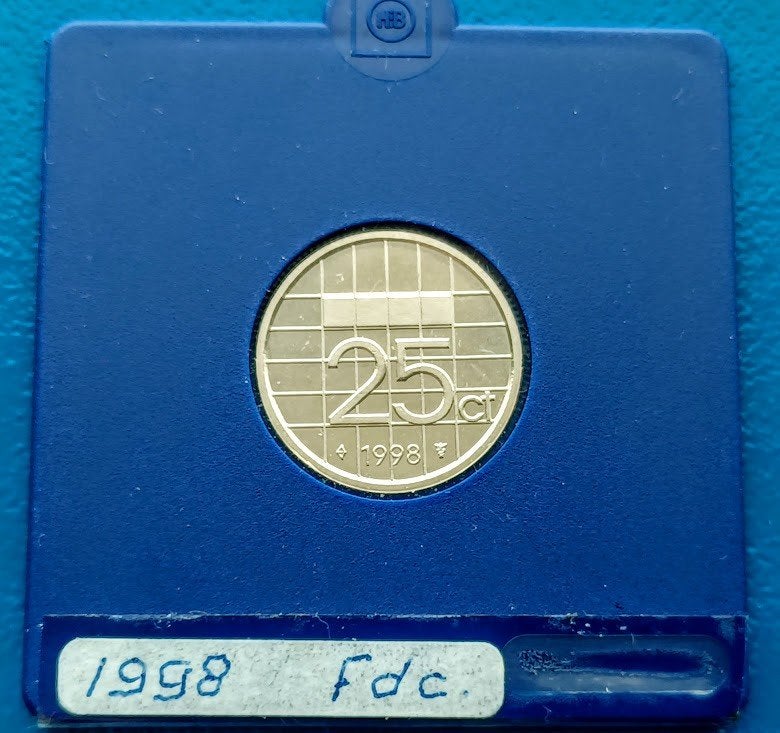 25 cent 1998 - Beatrix UNC, Verzenden, Koningin Beatrix, 25 cent, Losse munt