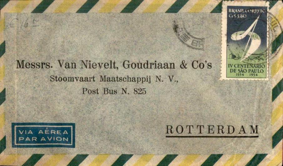 Brazilië - Rotterdam - Van Nievelt - Reclame - 1954, Verzenden, Envelop