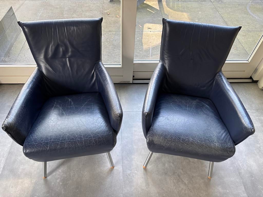 Twee Label fauteuils Cheo, Gerard van den Berg, Ophalen, Gebruikt, 50 tot 75 cm, Leer