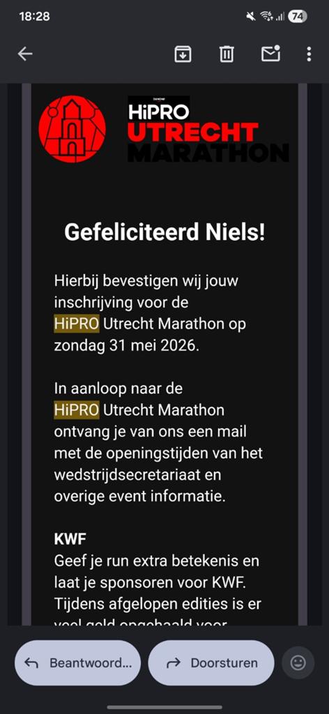 Startbewijs halve marathon Utrecht, Sport en Fitness, Loopsport en Atletiek, Ophalen of Verzenden, Nieuw, Overige typen, Overige merken