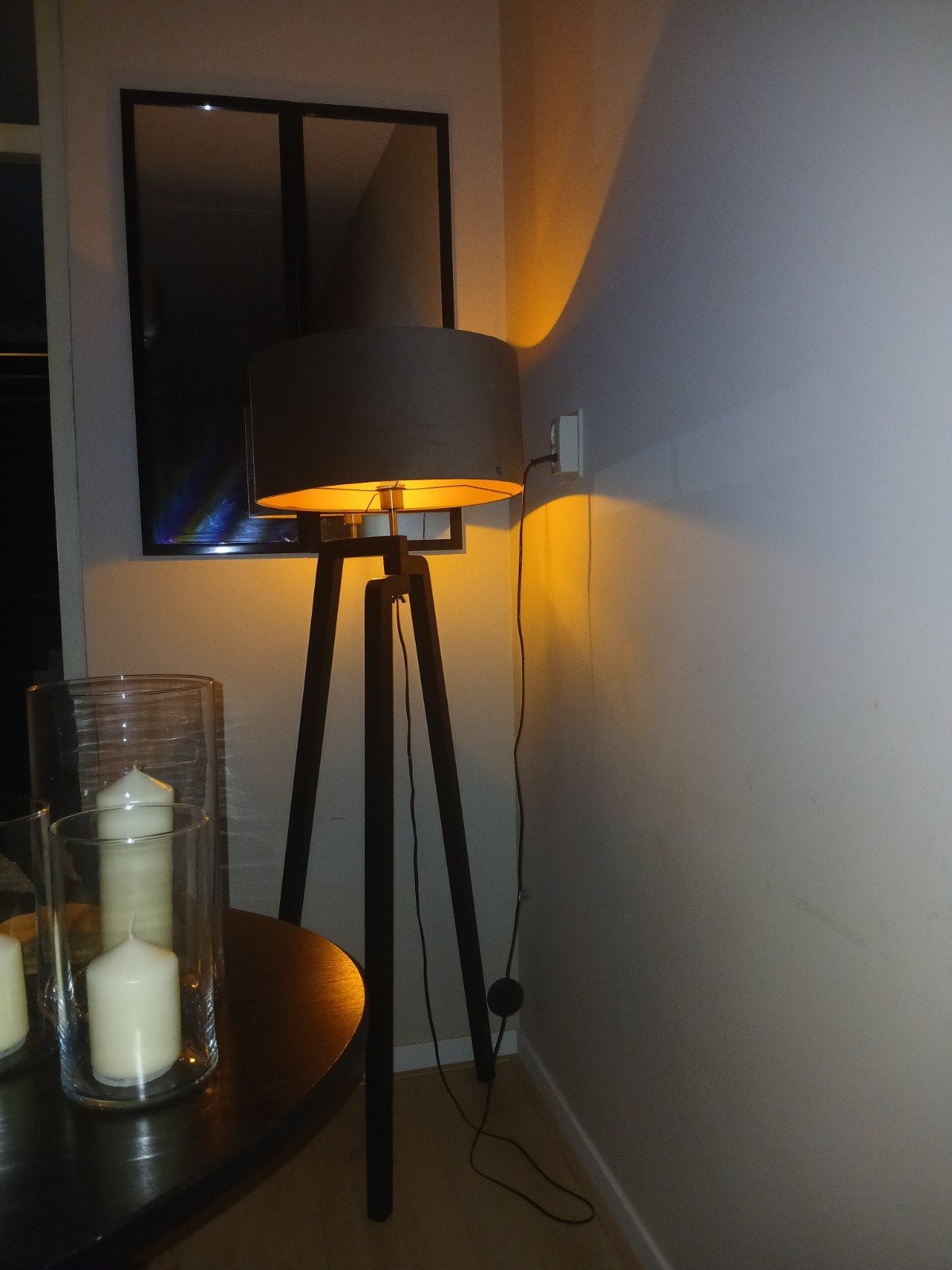 QAZQA  Staande Lamp met kap - Zwart Goud - Krasplekken, Ophalen, Gebruikt, Landelijke, Modern, E27 (groot)