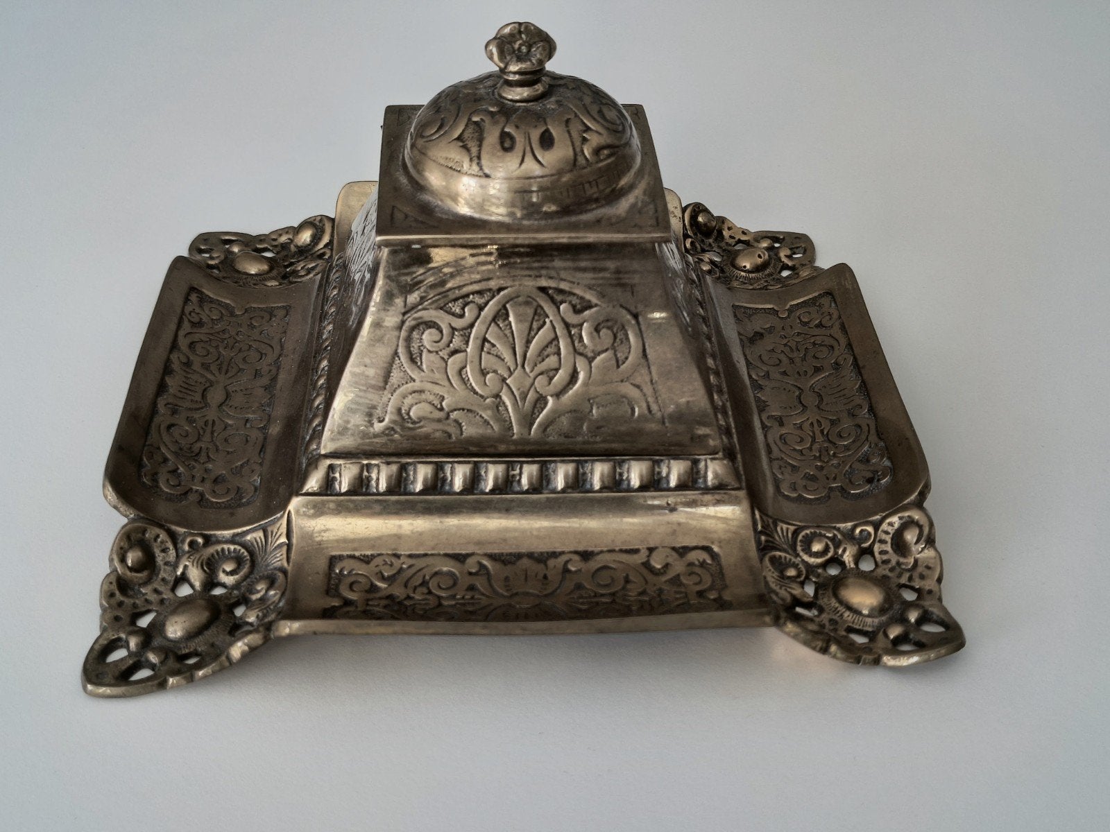 Art nouveau inktpot van messing/koper, Antiek en Kunst, Ophalen, Koper