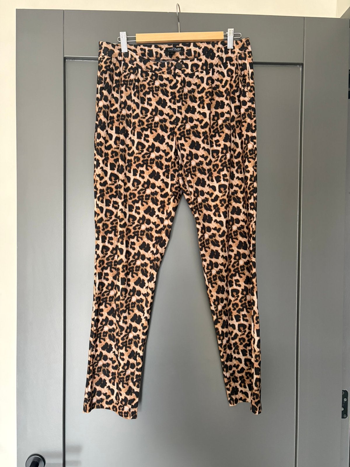 Fijne travelstof broek LaDress maat L te koop panterprint, Bruin, Verzenden, Maat 42/44 (L), Lang