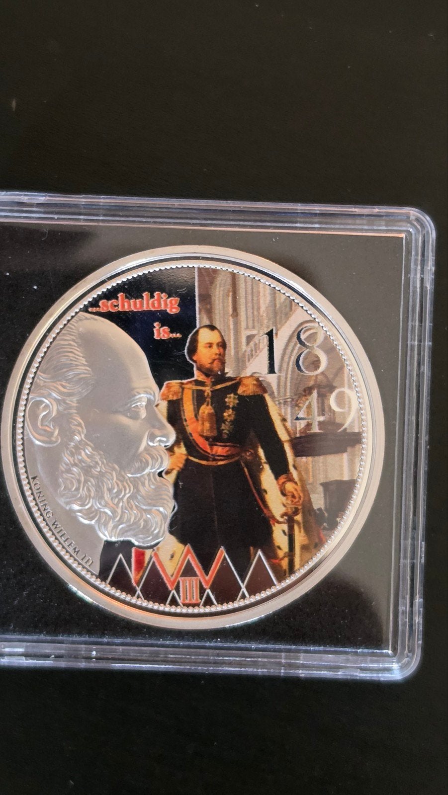 verzilveren herdenkingsmunt Koning Willem III 1849, Koning Willem III, Zilver, Losse munt, Overige waardes