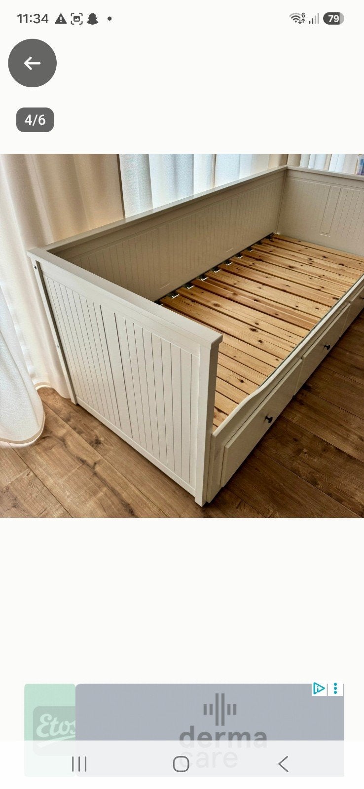 Ikea Hemnes Bedbank, Gebruikt, Wit, Tweepersoons, Ophalen of Verzenden