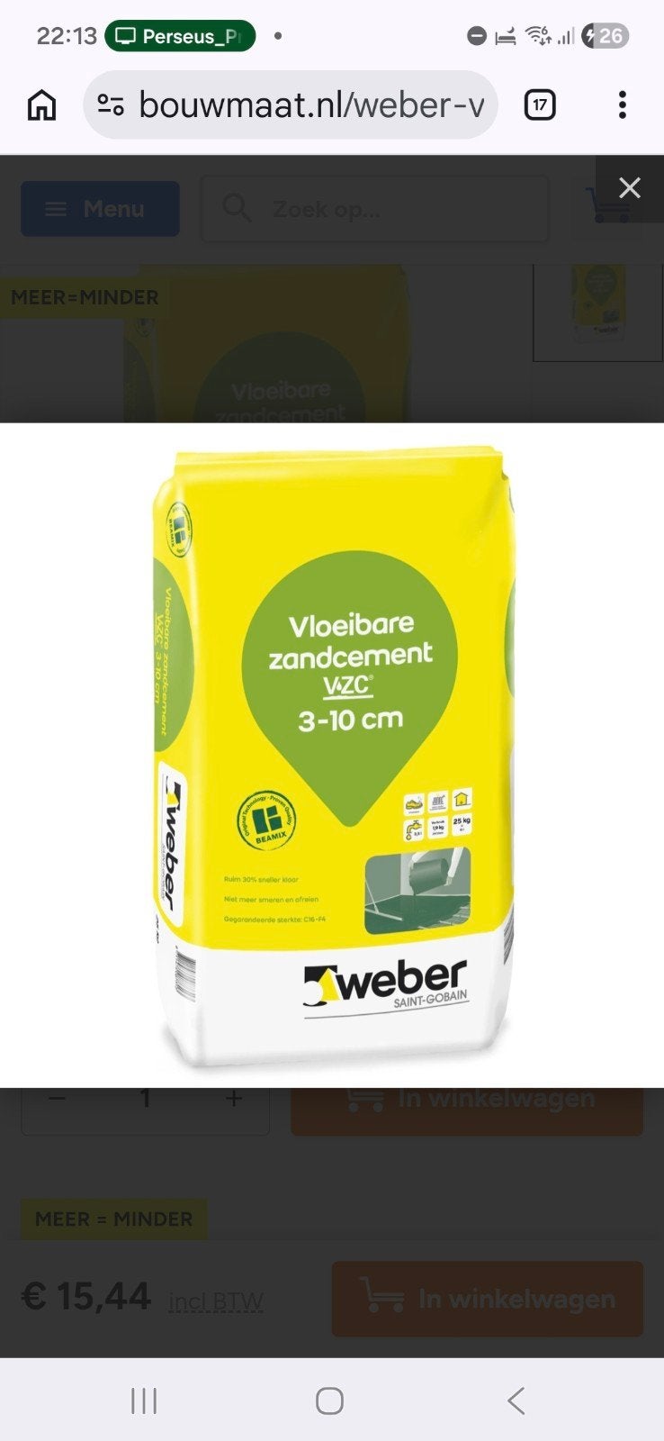 Vanaf 6 euro:Weber Vloeibare Zandcement VZC 3-10cm 25kg, Ophalen of Verzenden, Nieuw