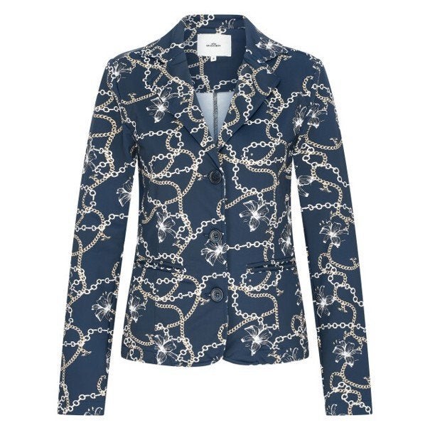 BLAZER van HV SOCIETY – DONKERBLAUW MET FIGUURTJES – MAAT 44, Blauw, HV Society, Maat 42/44 (L), Nieuw