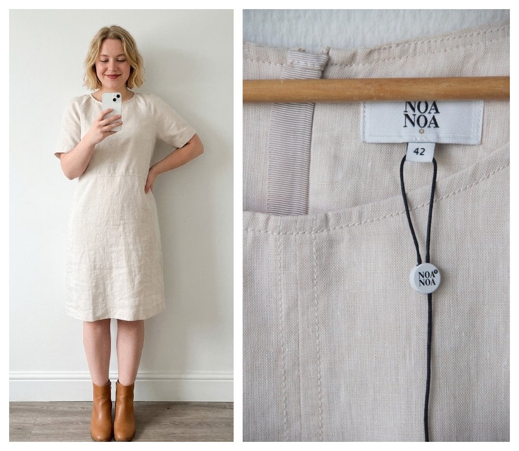 Noa Noa - NIEUW / prachtige linnen jurk creme - maat 42, Kleding | Dames, Beige, Maat 42/44 (L), Nieuw, Knielengte