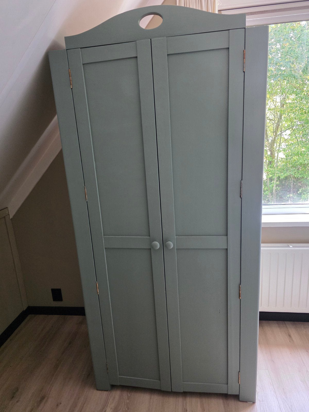 Kledingkast met planken en hangruimte - Groen, Ophalen, Met deur(en), Gebruikt, 50 tot 100 cm