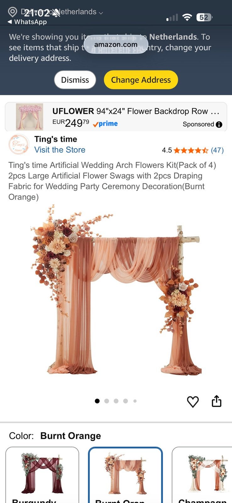 Kunstbloemen en drapering voor over backdrop trouwceremonie, Ophalen, Zo goed als nieuw