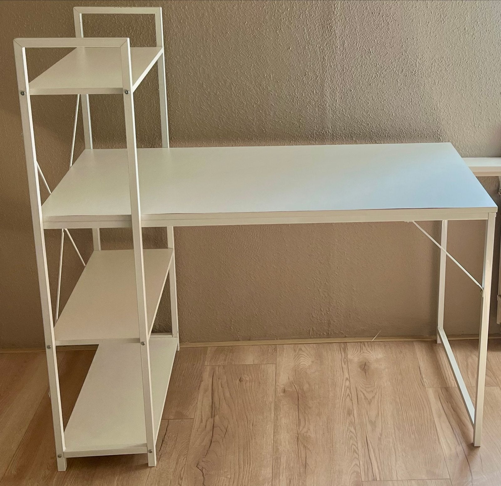 Wit bureau met opbergrek - 120x58x75 cm, Ophalen, Opbergruimte, Gebruikt, Spaanplaat of MDF