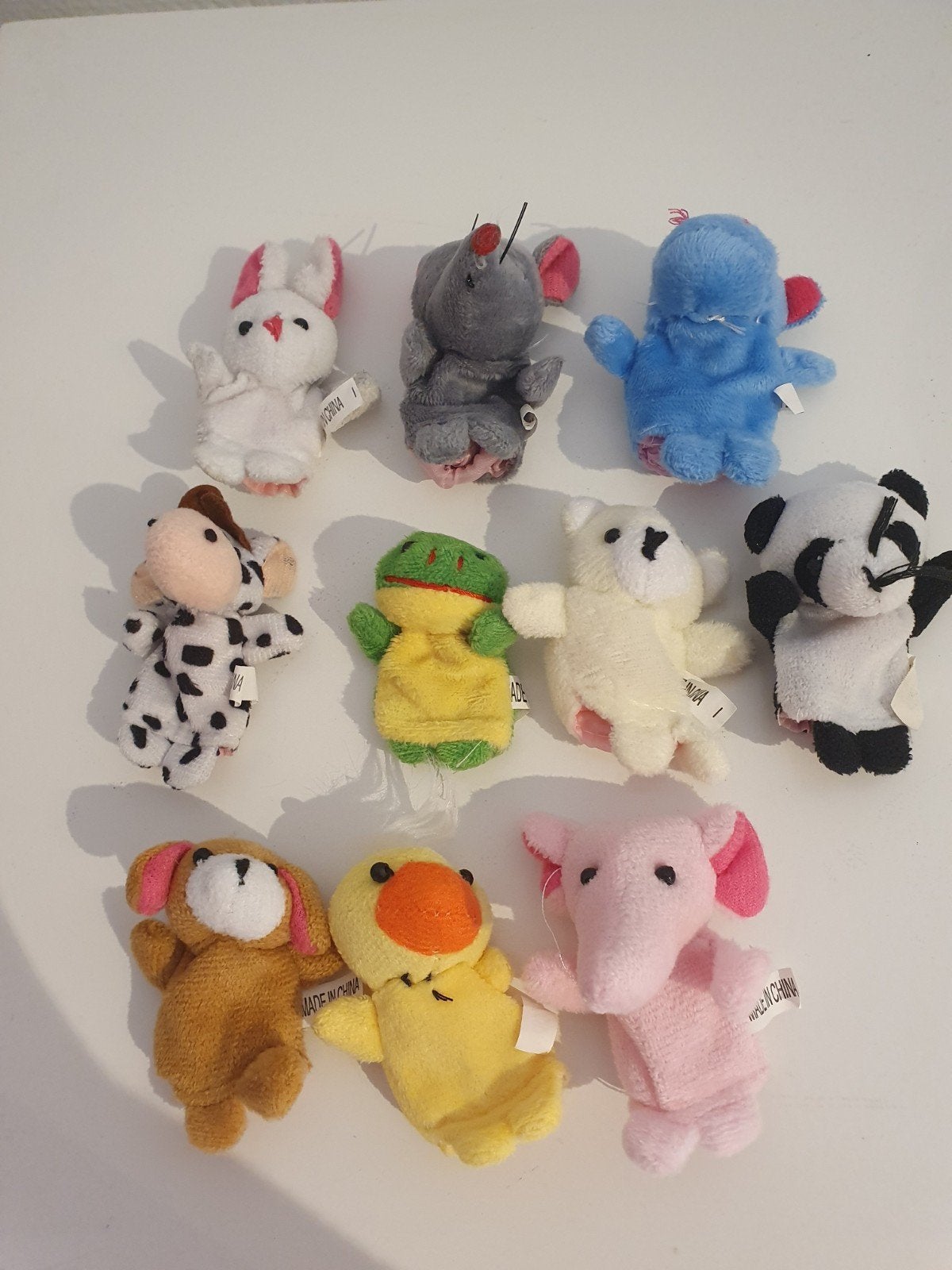 10 Nieuwe Dieren Vingerpoppetjes in Zakje, Overige typen, Nieuw, Ophalen of Verzenden, Meerkleurig