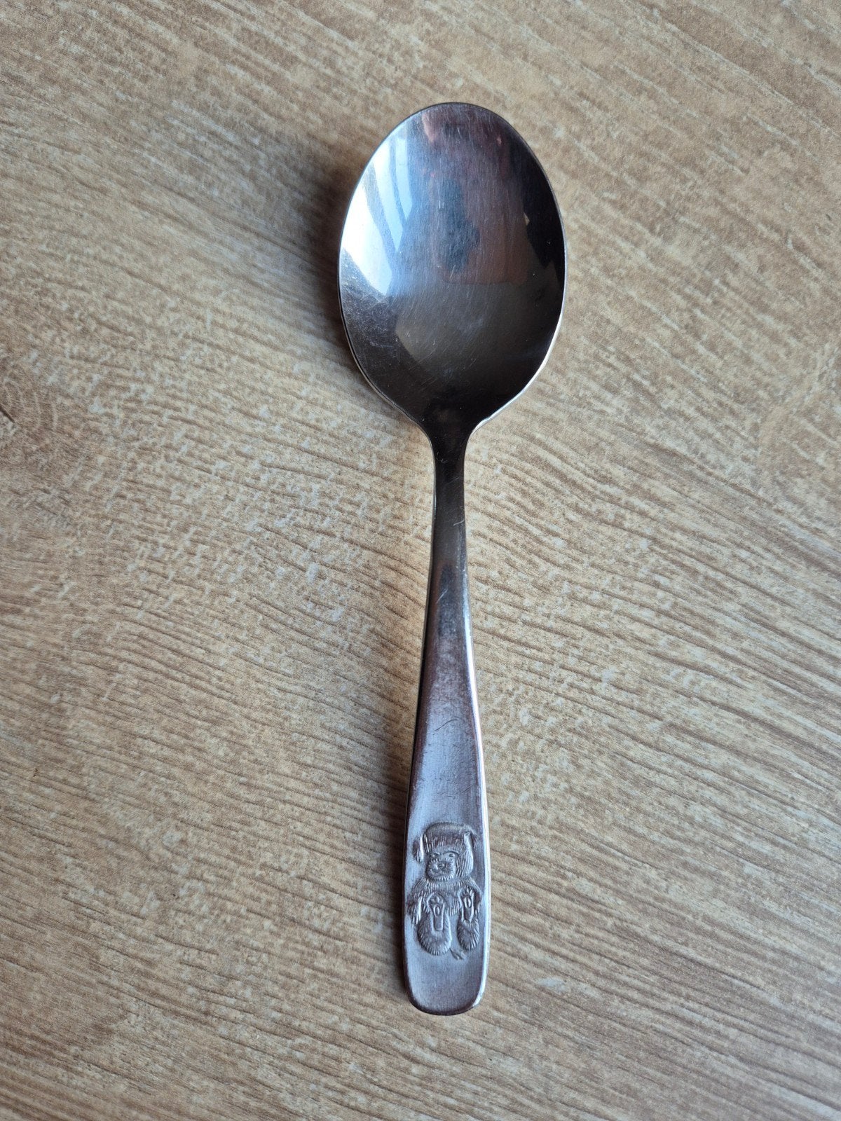 Amefa RVS kinderlepel met teddybeer, 13 cm, Antiek en Kunst, Ophalen of Verzenden