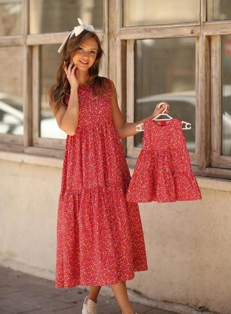 Moeder Dochter Jurk Set – Matching Outfit, Ophalen of Verzenden, Nieuw, Roze, Onder de knie