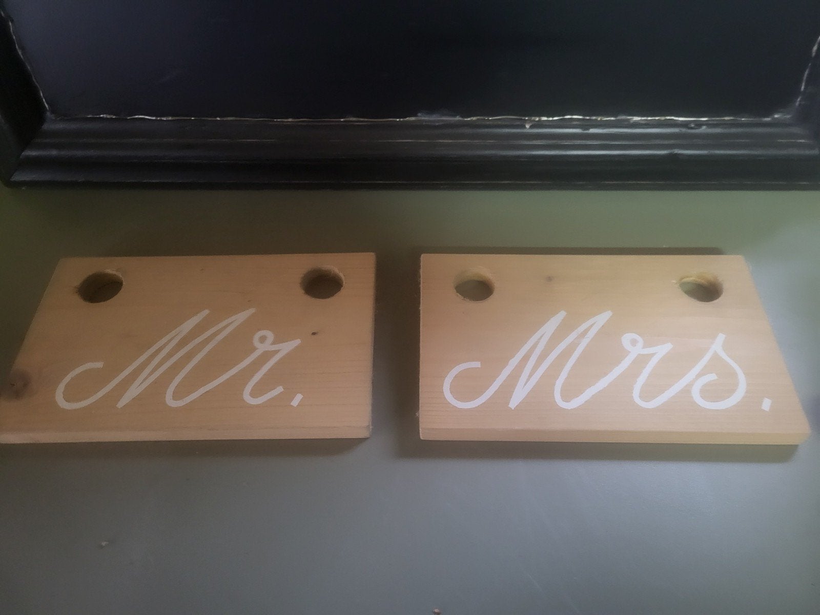 Houten Mr & Mrs decoratie set, Ophalen of Verzenden, Gebruikt, Versiering, Geboorte of Huwelijk