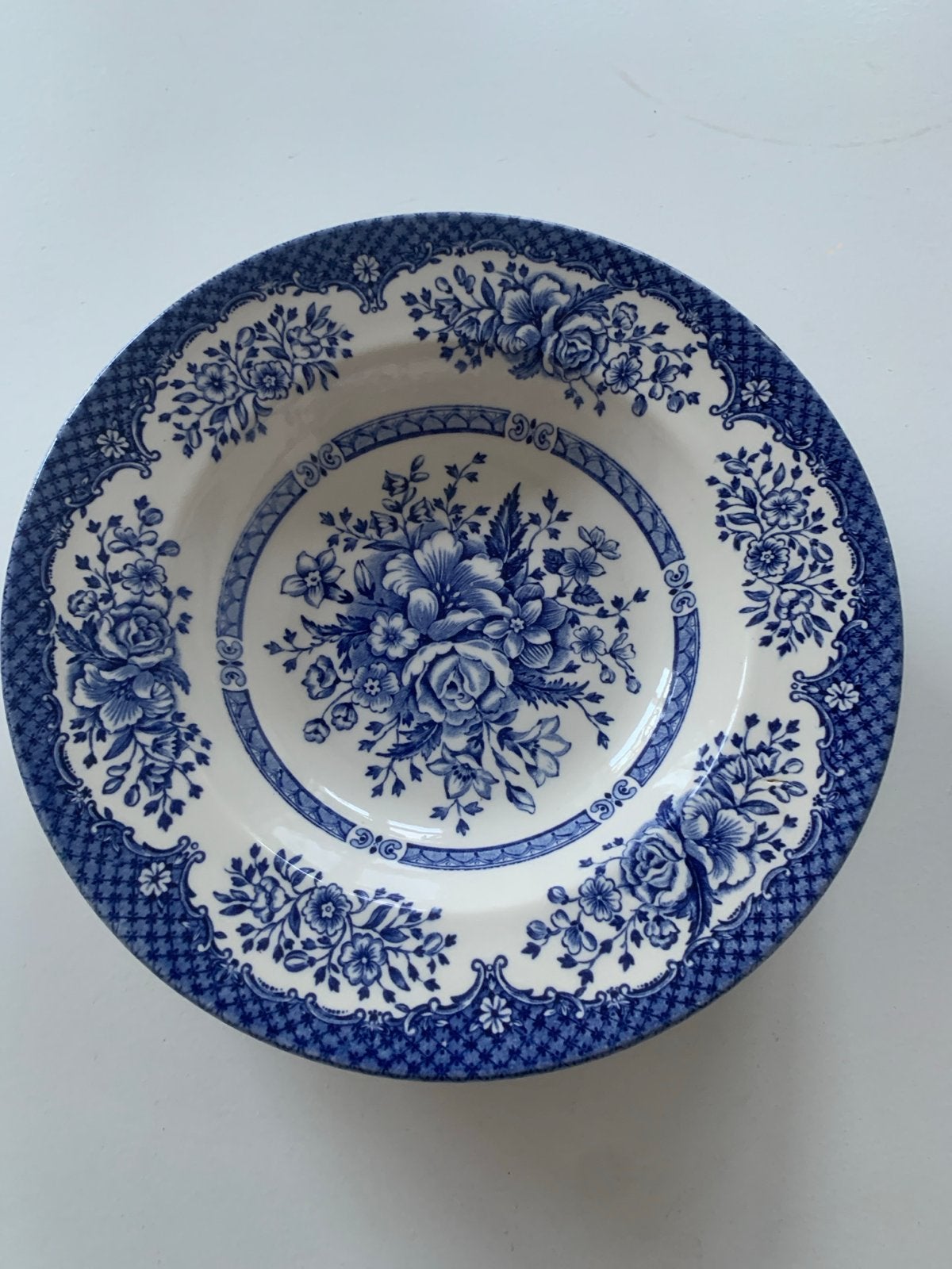 Set van 4 Staffordshire diepe borden, blauw-wit, Antiek en Kunst, Ophalen of Verzenden