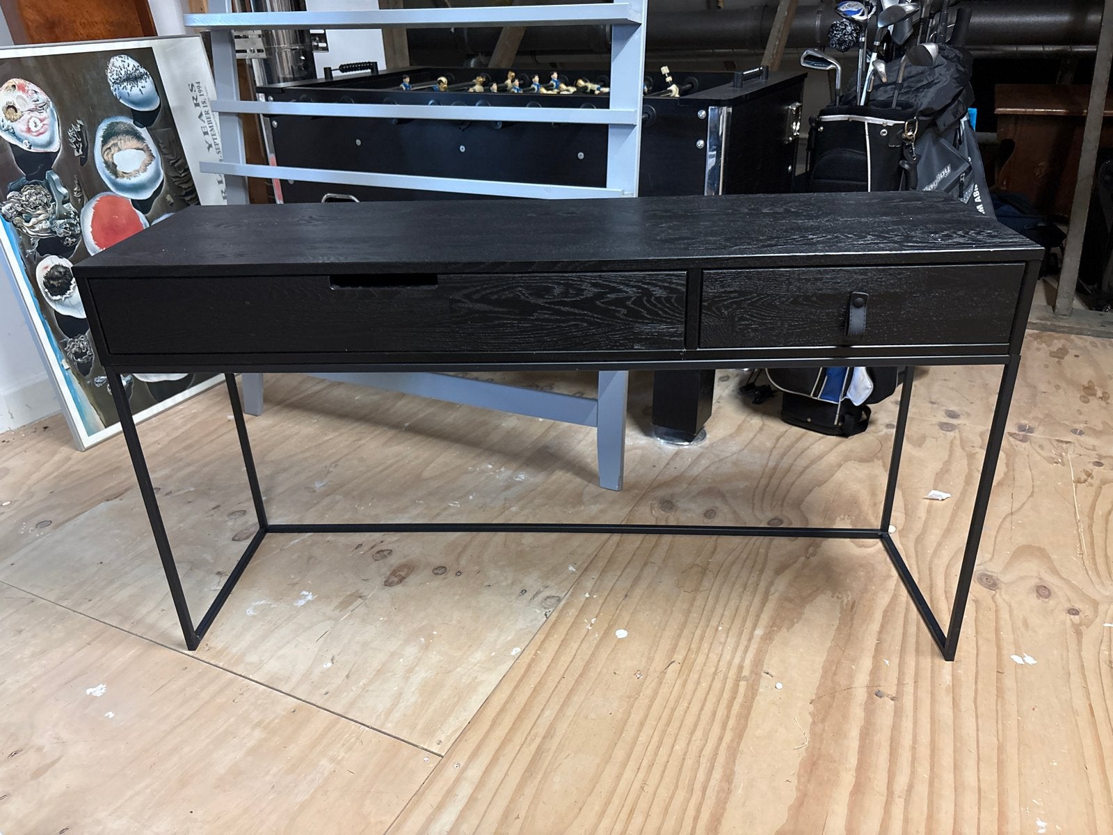 Zwarte sidetable met lades en metalen onderstel, Ophalen, Zwart, Gebruikt, Computerbureau