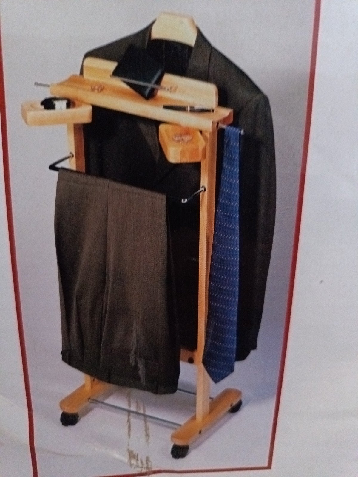 Houten Valet Stand - Kledingrek met Opbergvakken, 100 tot 150 cm, Nieuw, Ophalen of Verzenden, Staande kapstok