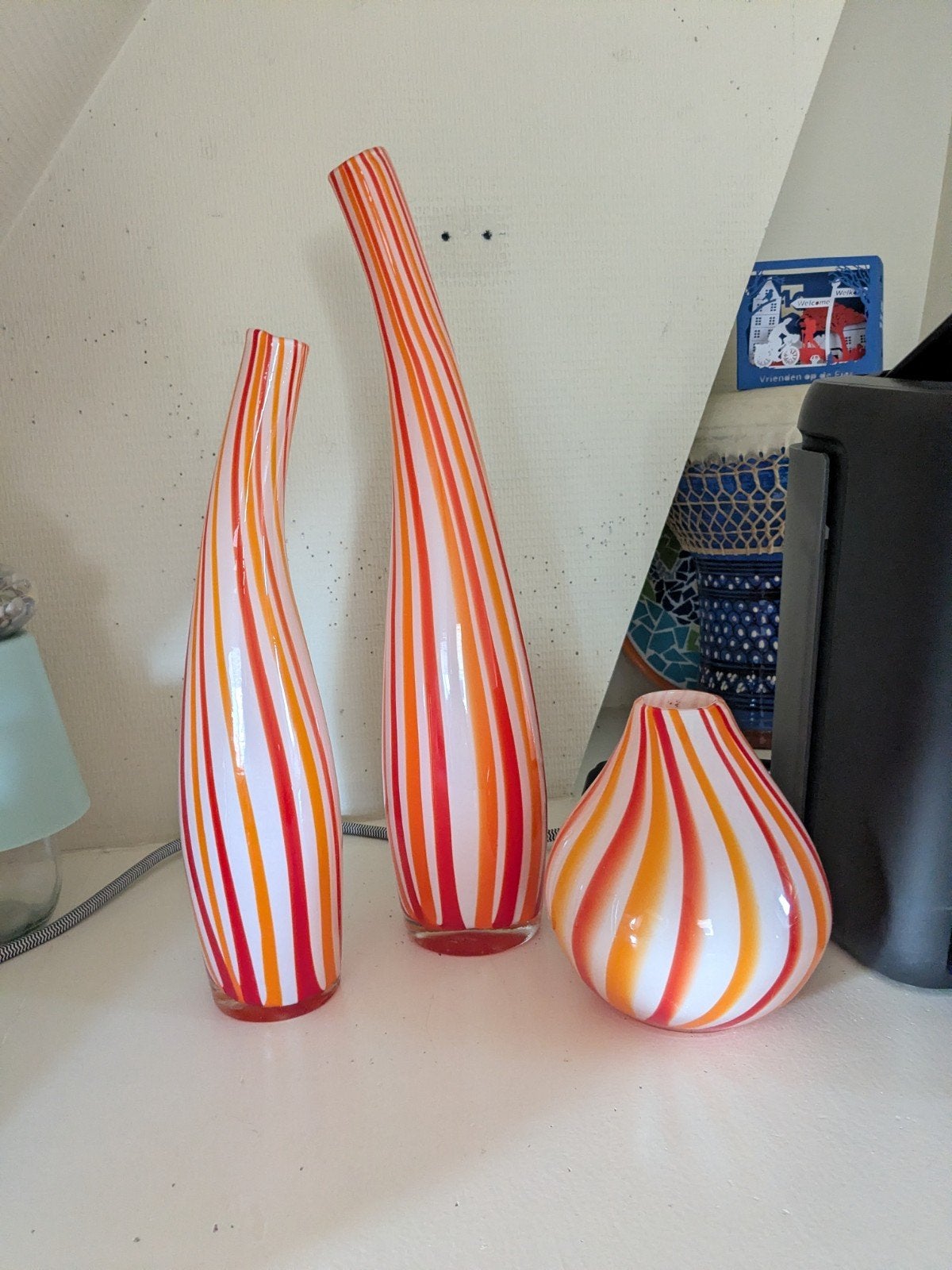 Set van 3 handgeblazen vazen in perfecte staat, Antiek en Kunst, Antiek | Vazen, Ophalen of Verzenden