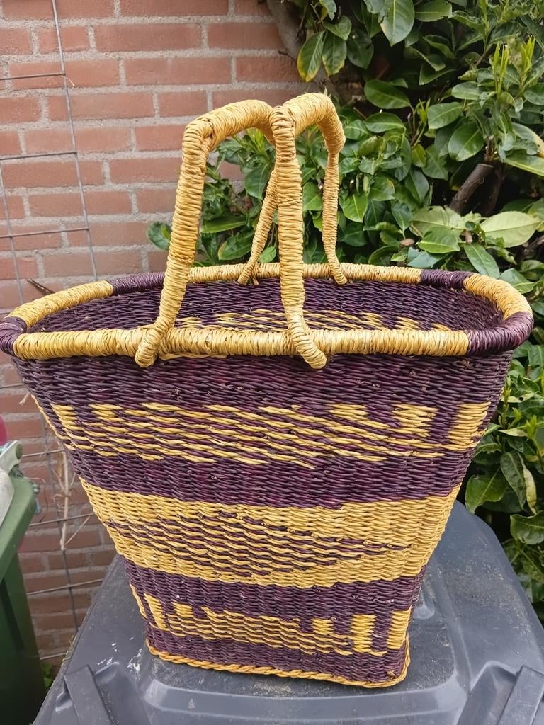 Bolgatanga mand Ghana handgeweven uniek, Ophalen of Verzenden, Nieuw, Ovaal, Overige materialen