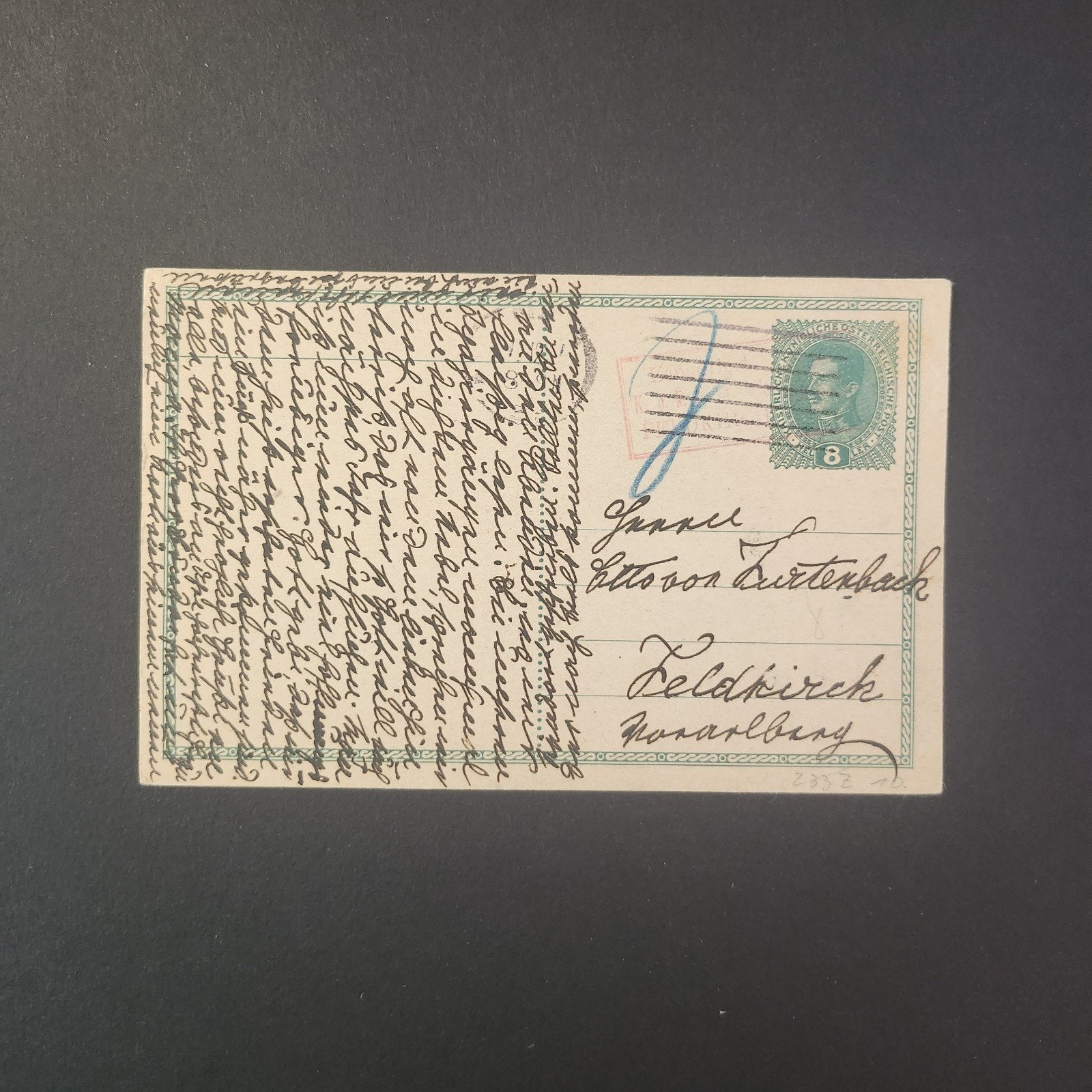 Oostenrijkse briefkaart met postzegel, 1917, Verzenden