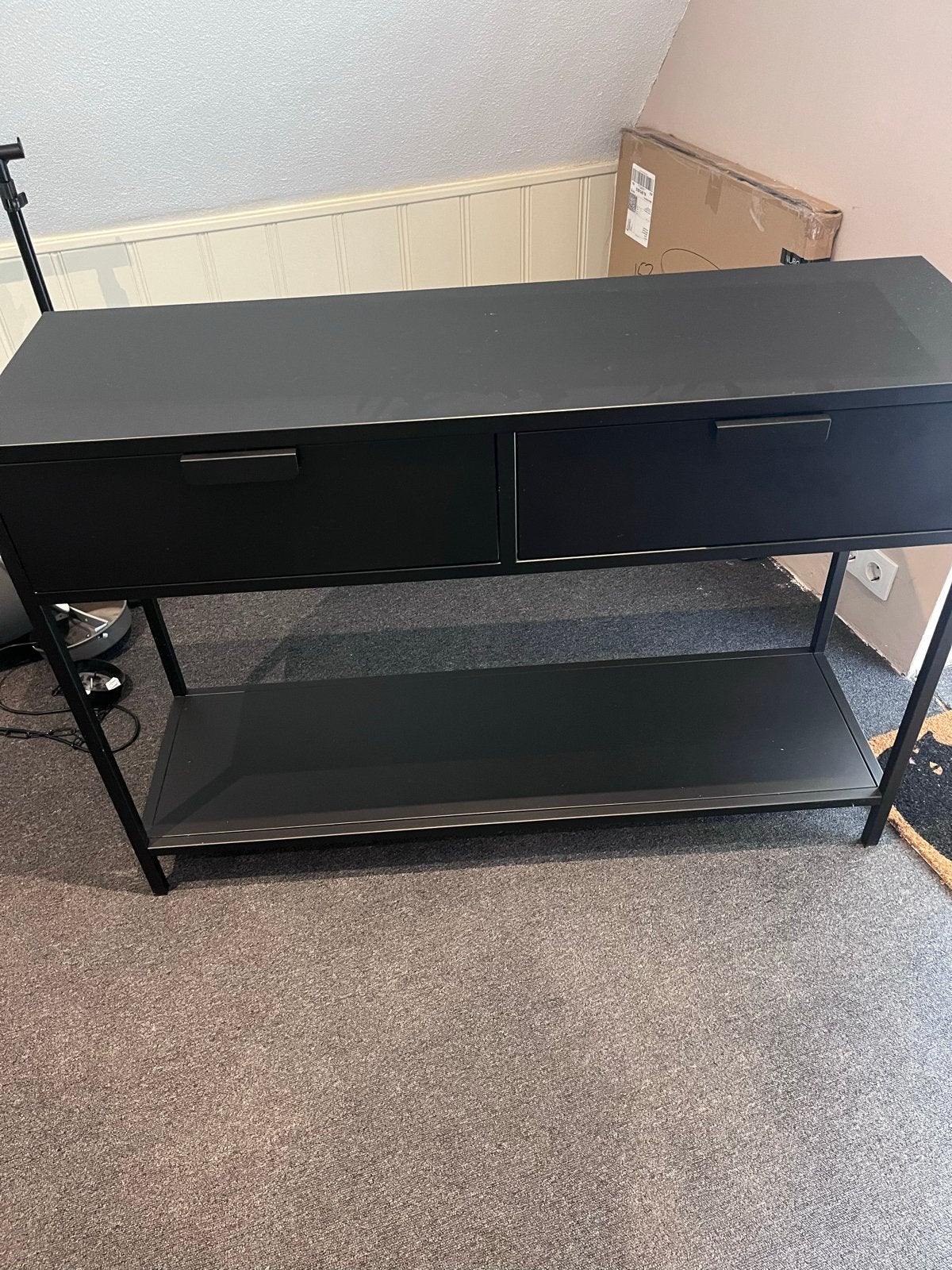 Zwarte sidetable met lades en plank - nieuw, Huis en Inrichting, 100 tot 150 cm, Nieuw, Ophalen of Verzenden, Metaal