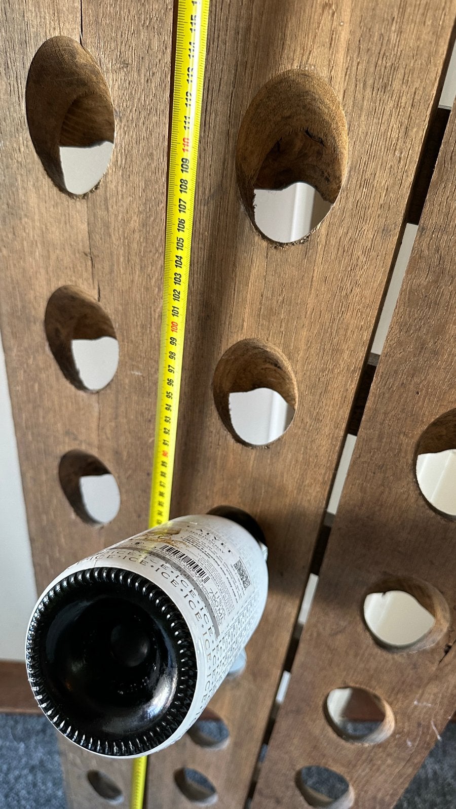 Champagne wijnfles rek zwaar hout, Huis en Inrichting, Woonaccessoires | Wijnrekken, Ophalen, Zo goed als nieuw, 25 flessen of meer