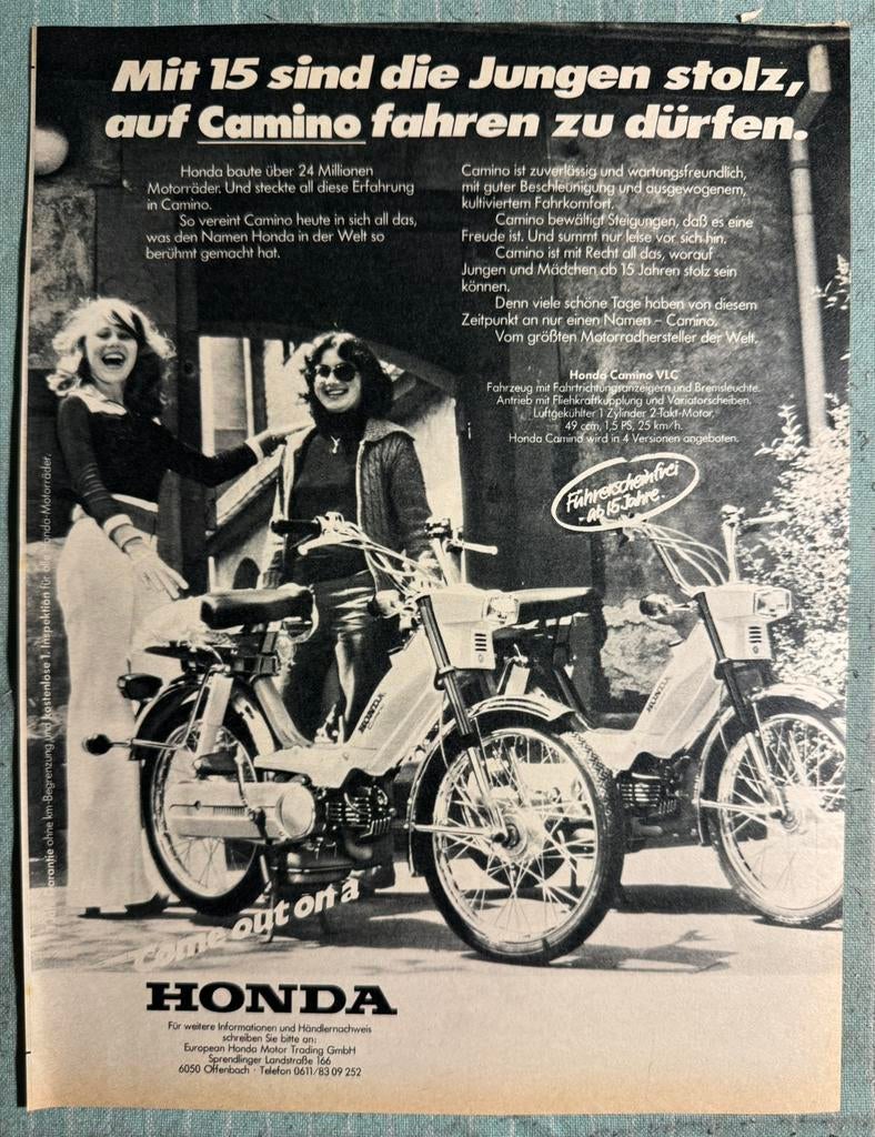 Advertentie 1977 Honda Camino, Verzenden, Zo goed als nieuw, Motoren