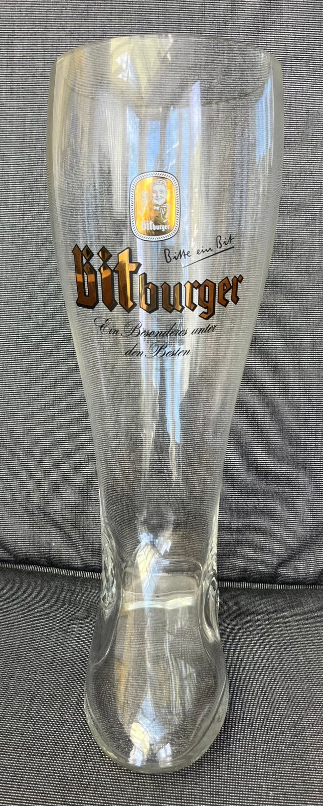Bitburger Pils Glas / Laars.  2 liter. Zgan, Verzamelen, Ophalen of Verzenden, Zo goed als nieuw, Glas of Glazen, Overige merken