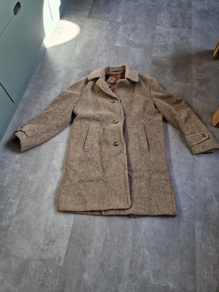 Vintage Alpaca Pile Jas - Maat L, Ophalen, Beige, Maat 42/44 (L), Zo goed als nieuw