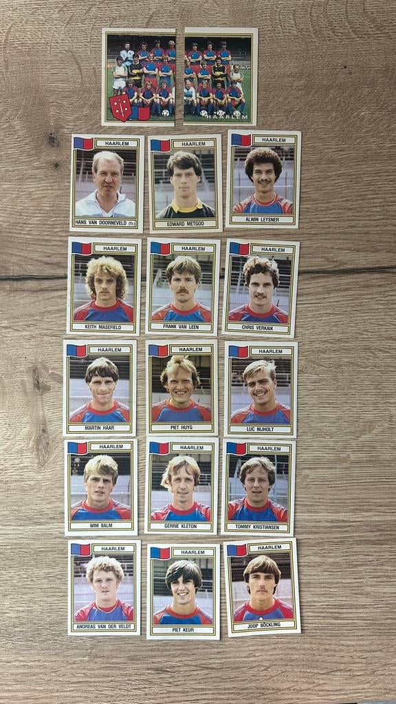 Panini Voetbal 83 plaatjes Haarlem 17x, Ophalen of Verzenden, Zo goed als nieuw, Meerdere plaatjes