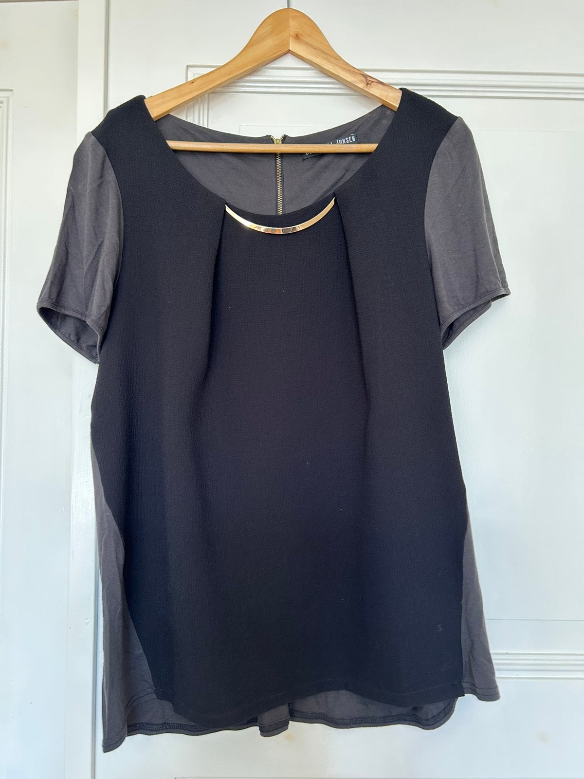 Juffrouw Jansen zwarte grijze top maat XL, Zwart, Maat 46/48 (XL) of groter, Ophalen of Verzenden, Zo goed als nieuw