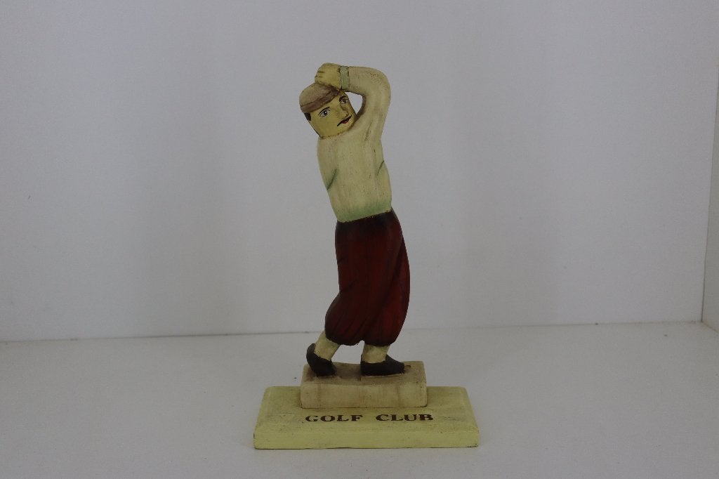 Vintage Houten Golfer Beeldje – Uniek Decoratie-item, Houtsnijwerk, Ophalen of Verzenden, 20 - 50 cm, Hout