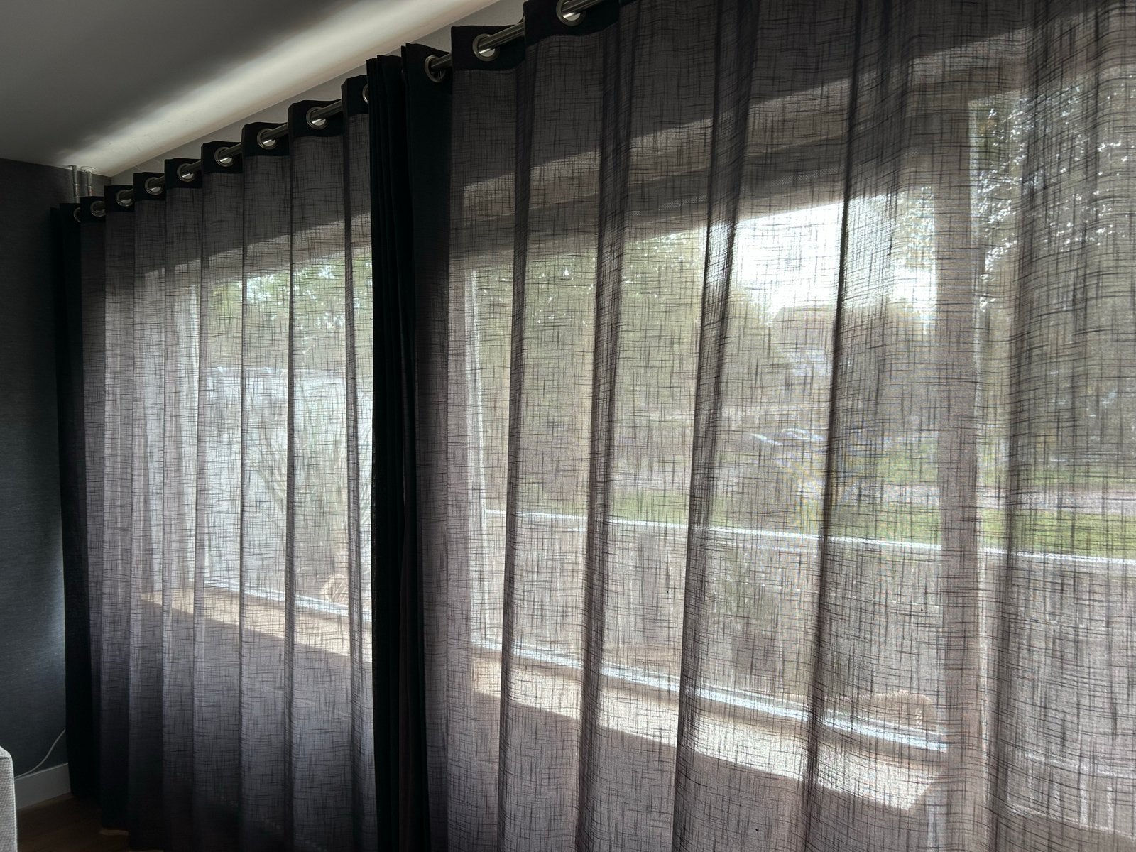 Transparante gordijnen met ringen, 442x234 cm, Ophalen, Gebruikt, 234 cm, 442 cm