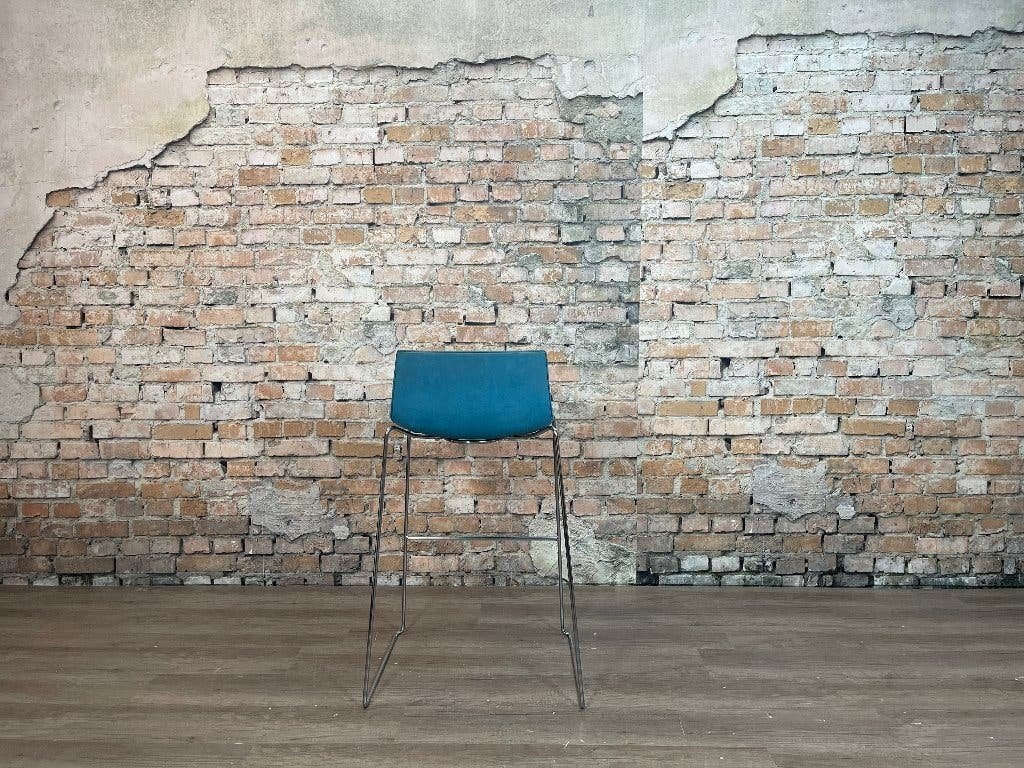 Arper Catifa 46 low barkruk – Blauw | Lievore Altherr Molina, Ophalen, Zo goed als nieuw, Metaal, 90 cm of meer