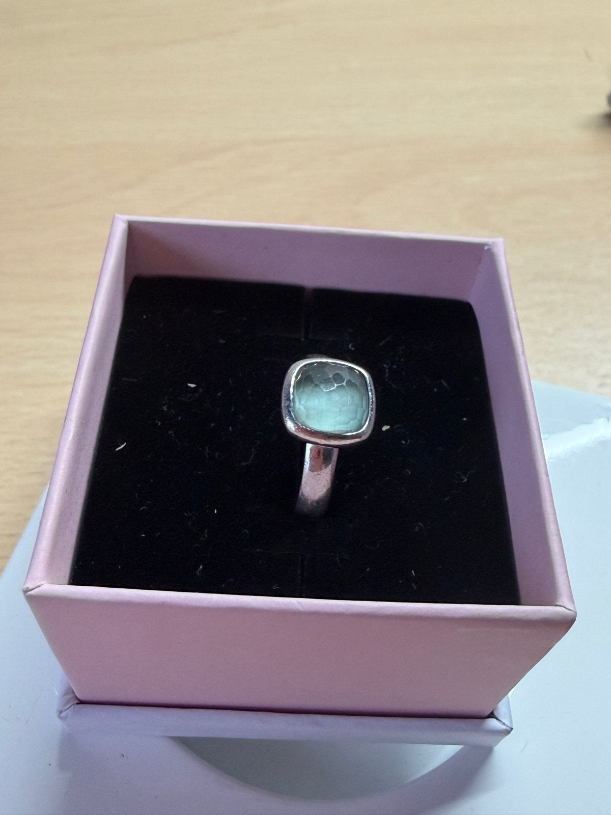 Ti Sento zilveren ring met groene steen, Gebruikt, Verzenden, 17 tot 18, Met edelsteen