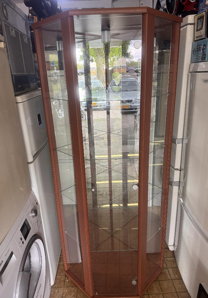 Hoek vitrine kast, Huis en Inrichting, Kasten | Vitrinekasten, Ophalen, 50 tot 100 cm, Zo goed als nieuw, 150 tot 200 cm
