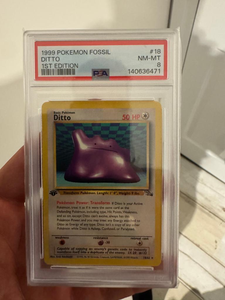 PSA 8 Ditto 1999 Pokemon Fossil 1st Edition #18 NM-MT, Verzenden, Zo goed als nieuw, Losse kaart