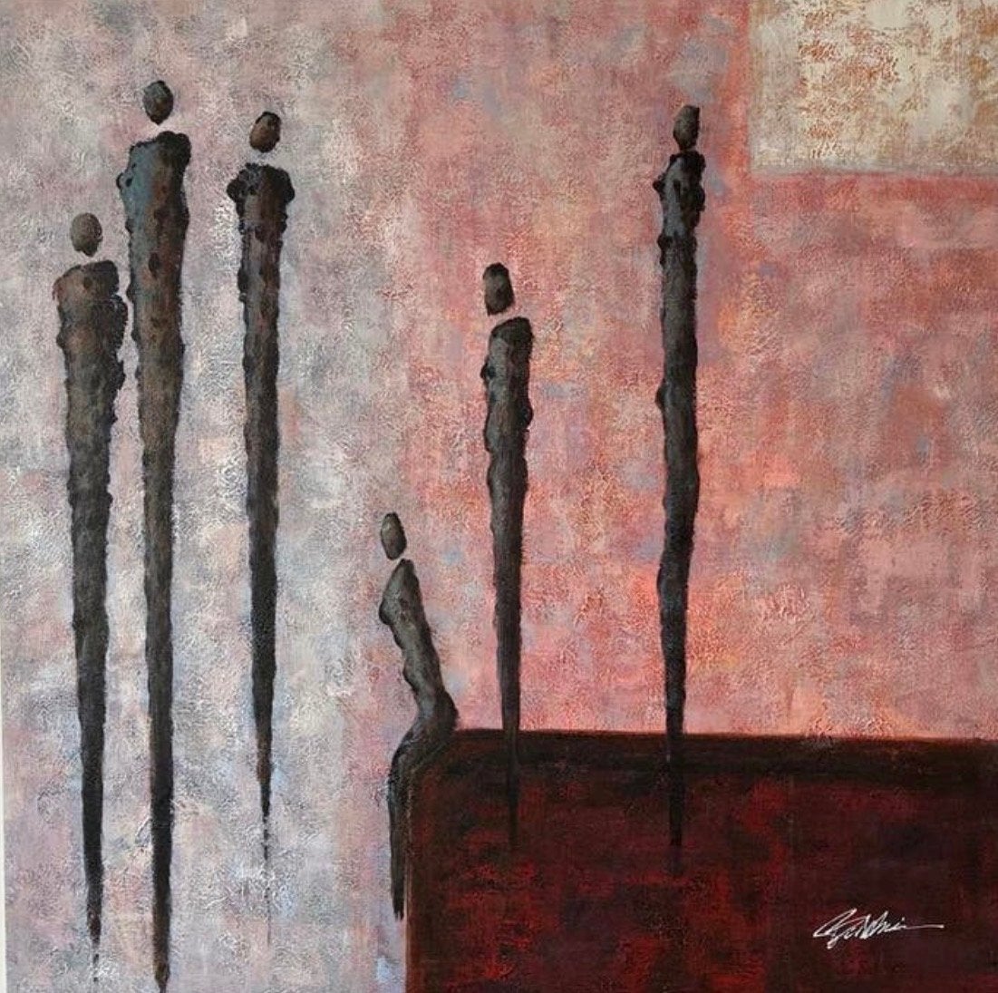 Modern Abstract Schilderij 'Figuren' - 90x90 cm, Ophalen