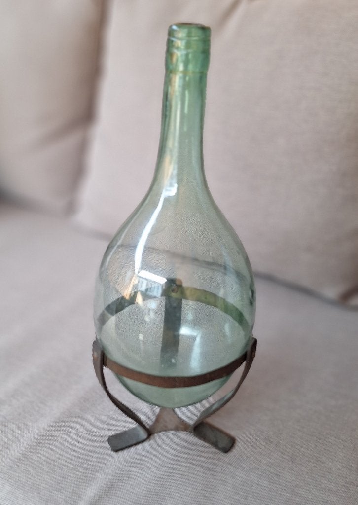 Ballonfles antiek-decoratie, Handgemaakt, Groen, Ophalen, 31 cm