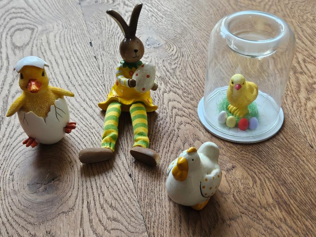 Paas kuikens, kip en paashaas beeldjes, Ophalen of Verzenden, Gebruikt