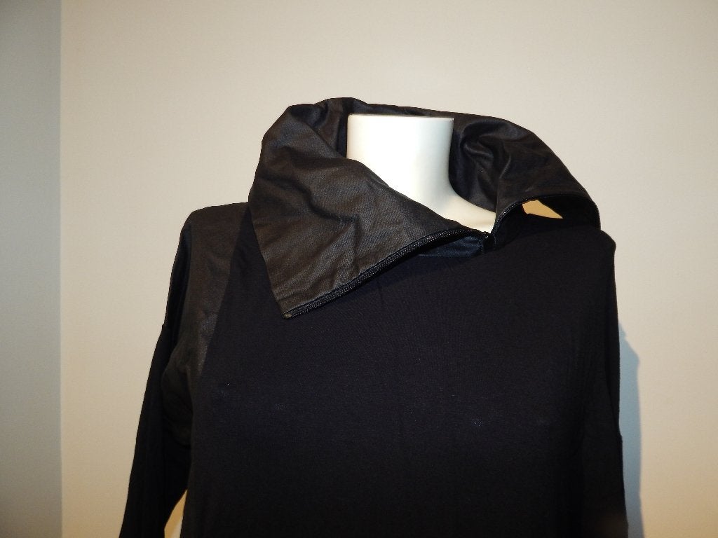Elsewhere zwarte jurk grote kraag met rits leder look delen, Kleding | Dames, Maat 38/40 (M), Elsewhere, Zwart, Ophalen of Verzenden