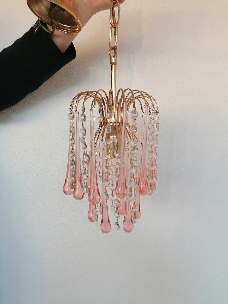 hollywood regency teardrop kristallen pegel lamp roze izgst, Ophalen of Verzenden