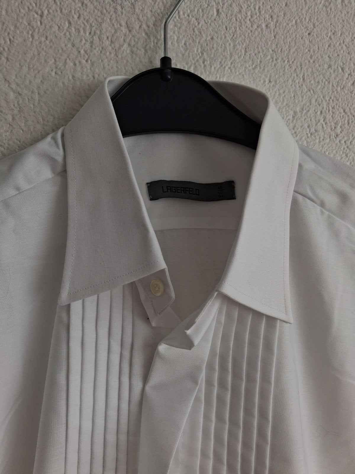 Lagerfeld wit overhemd met plooien - Halswijdte 46, Kleding | Heren, Lagerfeld, Wit, Ophalen of Verzenden, Zo goed als nieuw