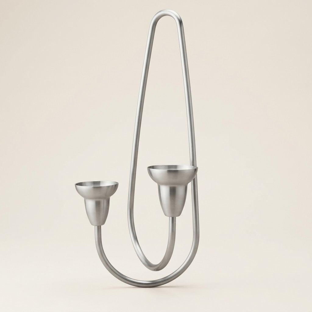 Georg Jensen "Swing" Wandkandelaar - Satijngepolijst RVS, Gebruikt, Overige merken, Ophalen of Verzenden, Metaal