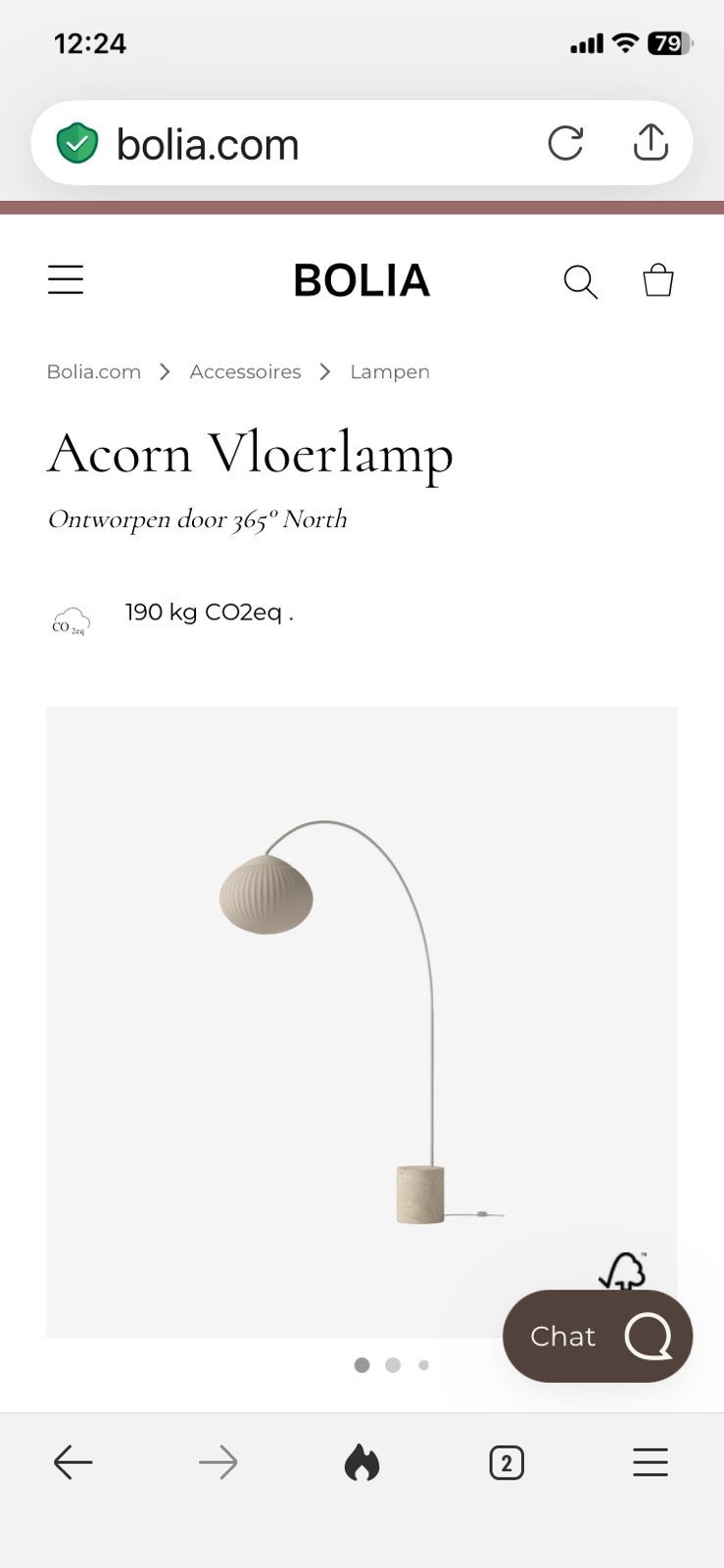 Bolia Acorn vloerlamp, Ophalen, Zo goed als nieuw, 150 tot 200 cm