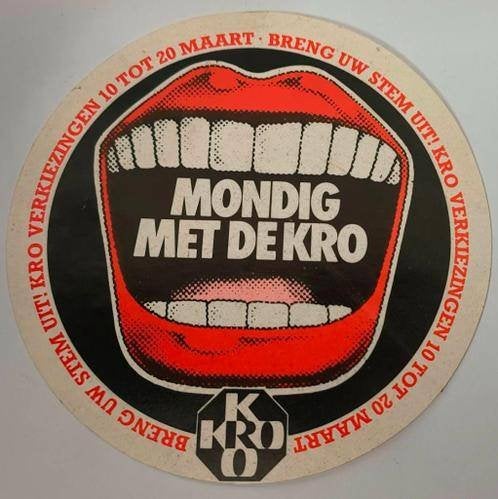 Sticker Mondig met de KRO, Ophalen of Verzenden, Zo goed als nieuw, Film, Tv of Omroep