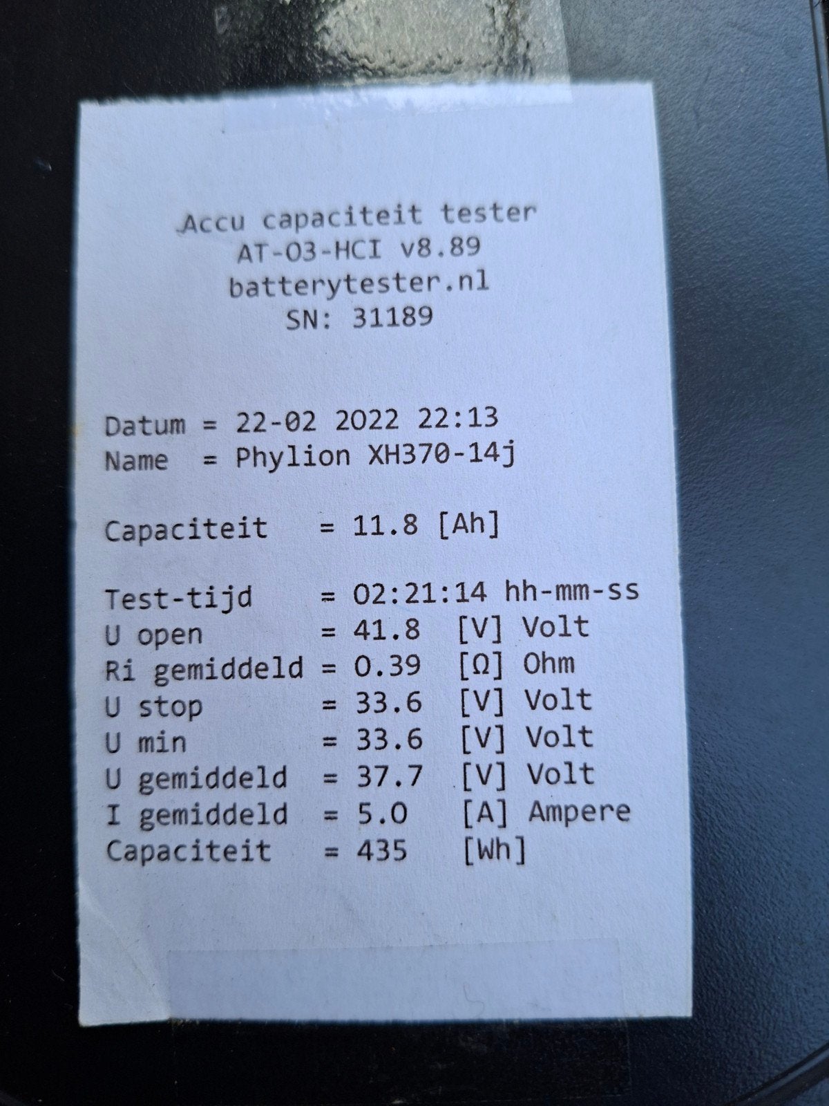 Phylion XH370-14j E-bike Accu - Getest!, Ophalen of Verzenden, Gebruikt