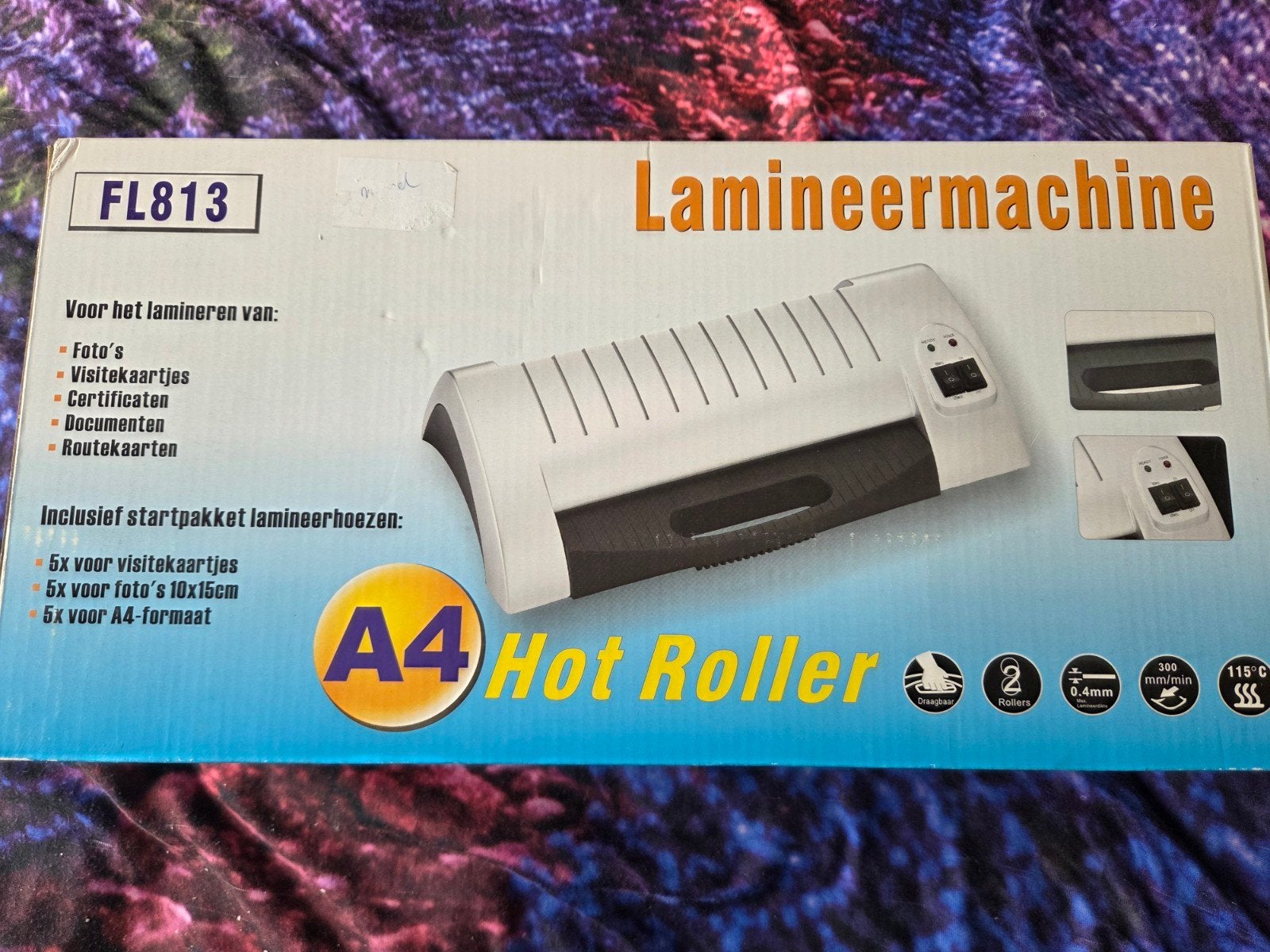 Lamineermachine A4 Hot Roller FL813 nieuw in doos + hoezen, Ophalen